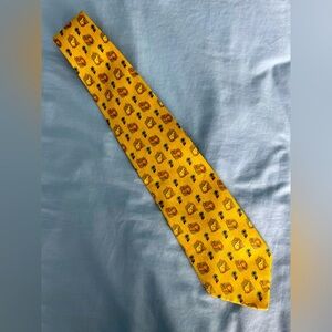 🟡🐇🐇ERMENEGILDO ZEGNA Bunny Rabbit Design Mens Silk Neck Tie🐇🐇🟡 yellow/gold